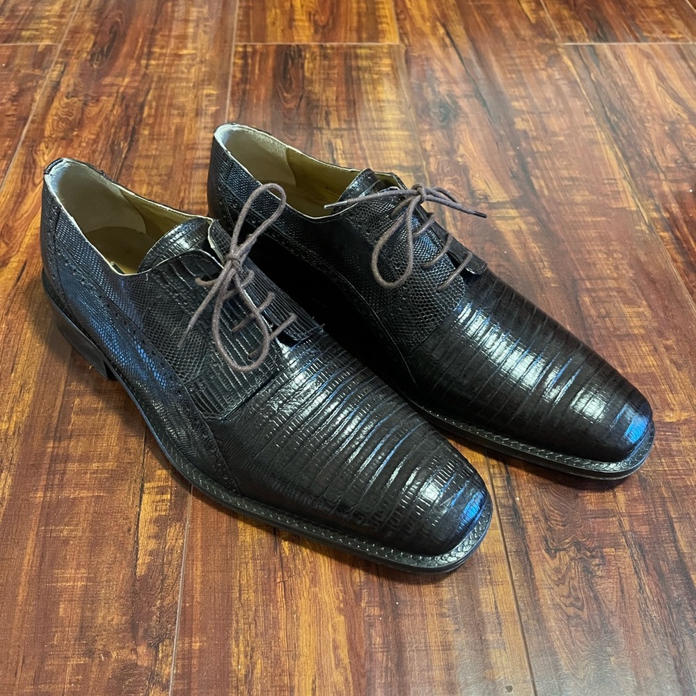 David Eden men’s Teju lizard brown shoes